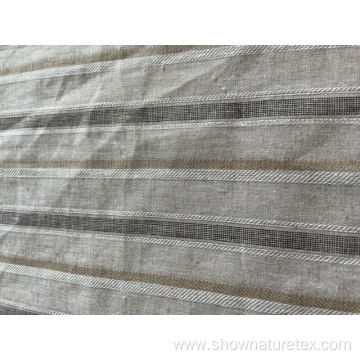 cotton linen polyester yarn dyed fabric with lurex
